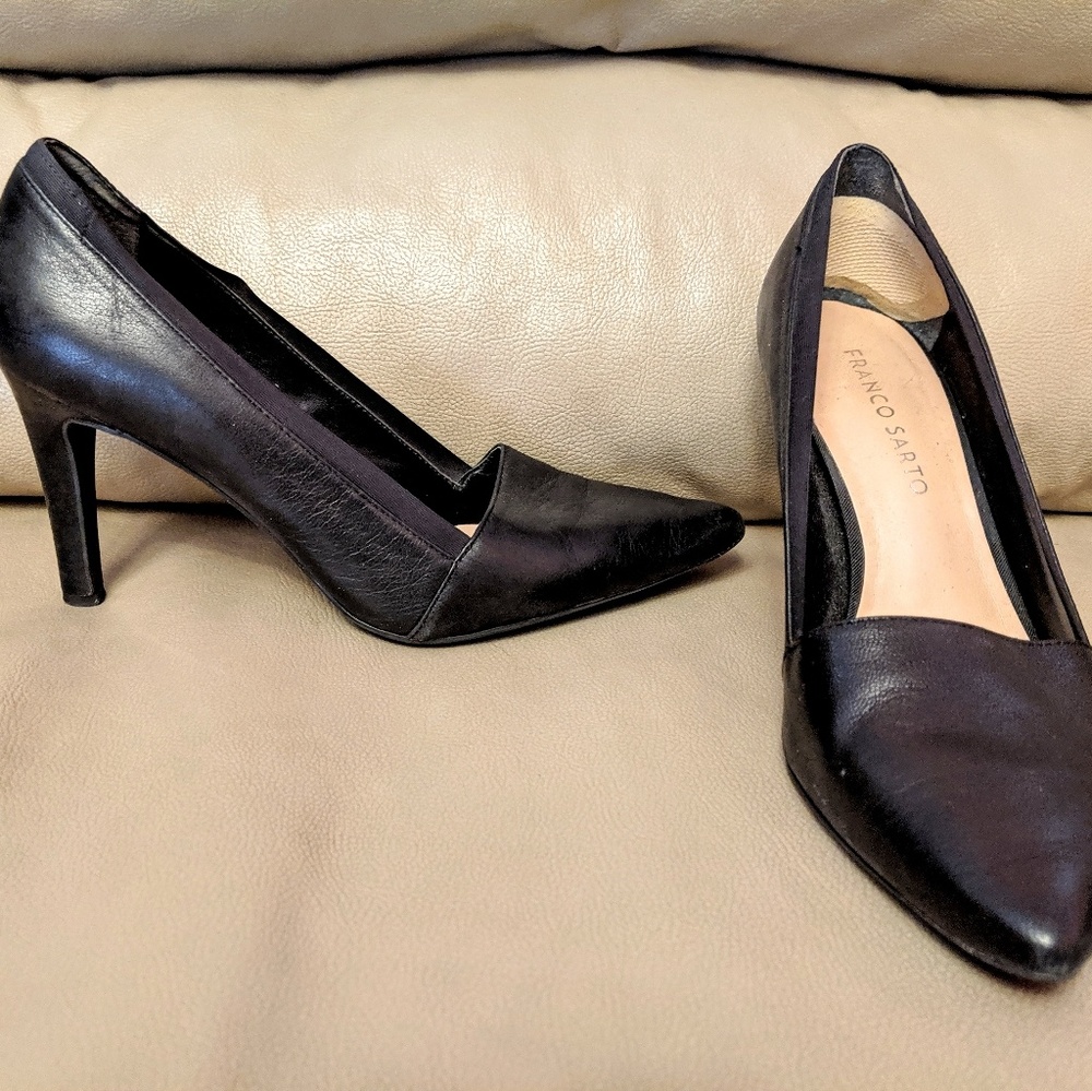 Franco Sarto Black Leather Pumps (size 7.5)